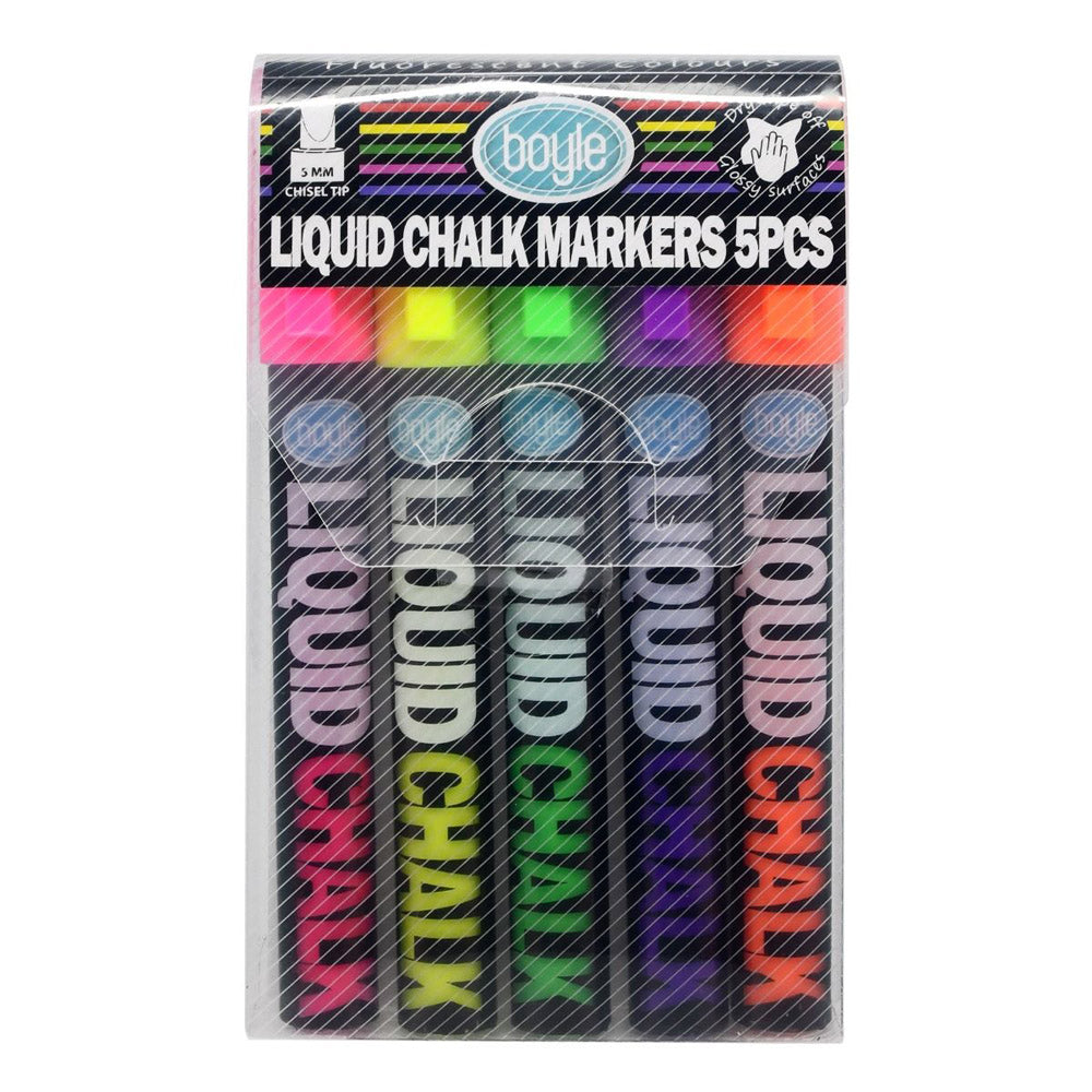 Liquid Chalk Writing Markers 5pcs (Fluorescent)