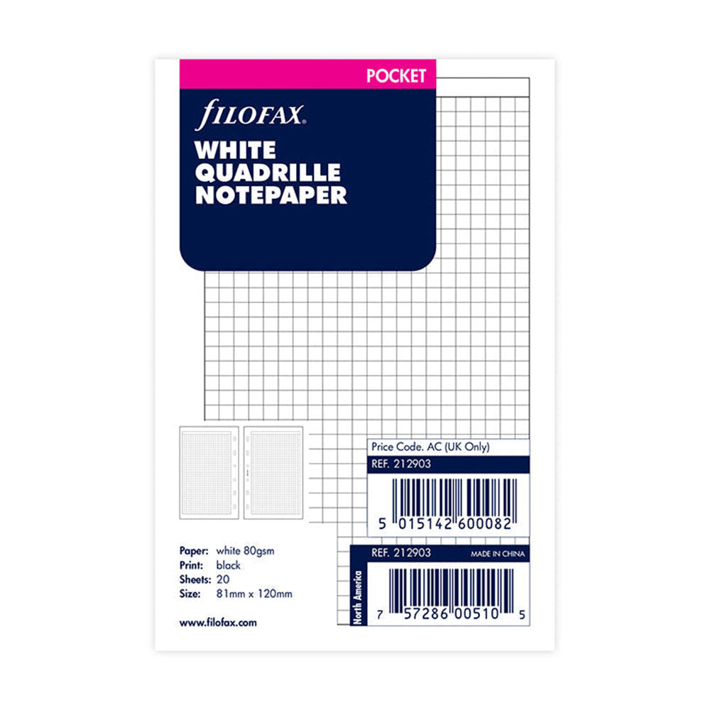 Filofax Quadrille Pocket Notepaper Refill 20pk