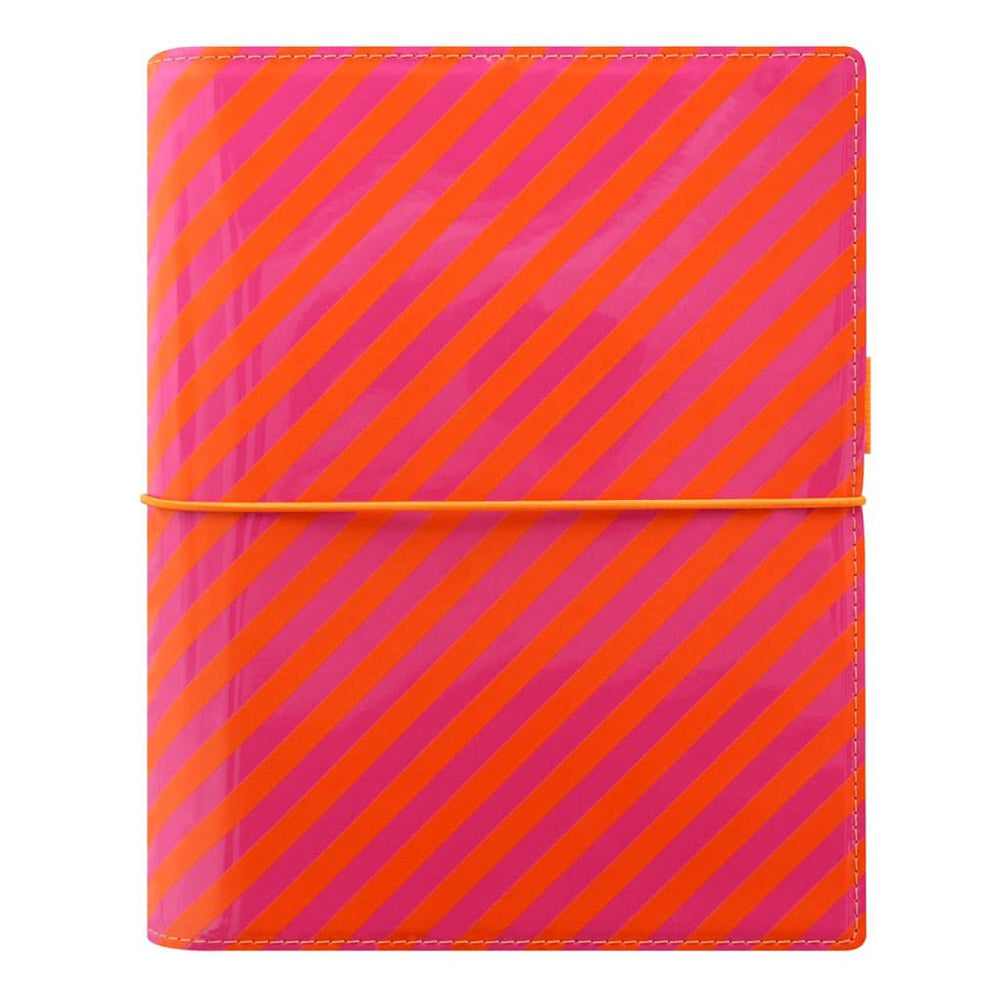 Filofax Domino Stripes A5 Patent Organiser (Orange/Pink)