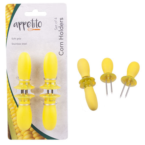 Appetito Soft Grip Corn Holders 4pcs (Yellow)