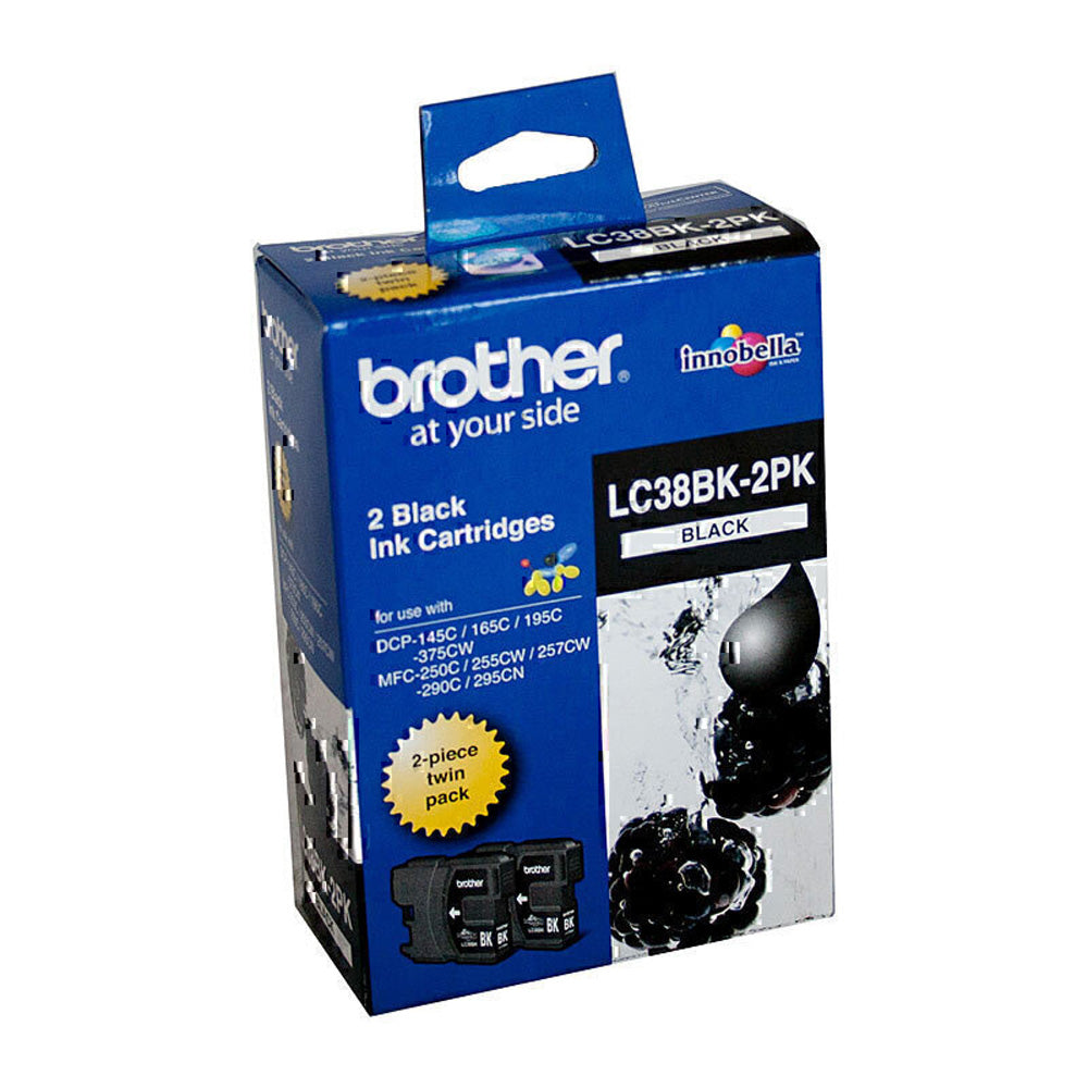 Brother LC38 Cartridge Twin Pack (Black)