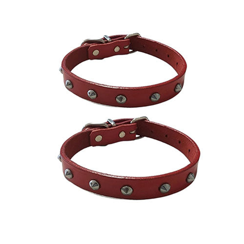 Leather Studded Collar (Red)