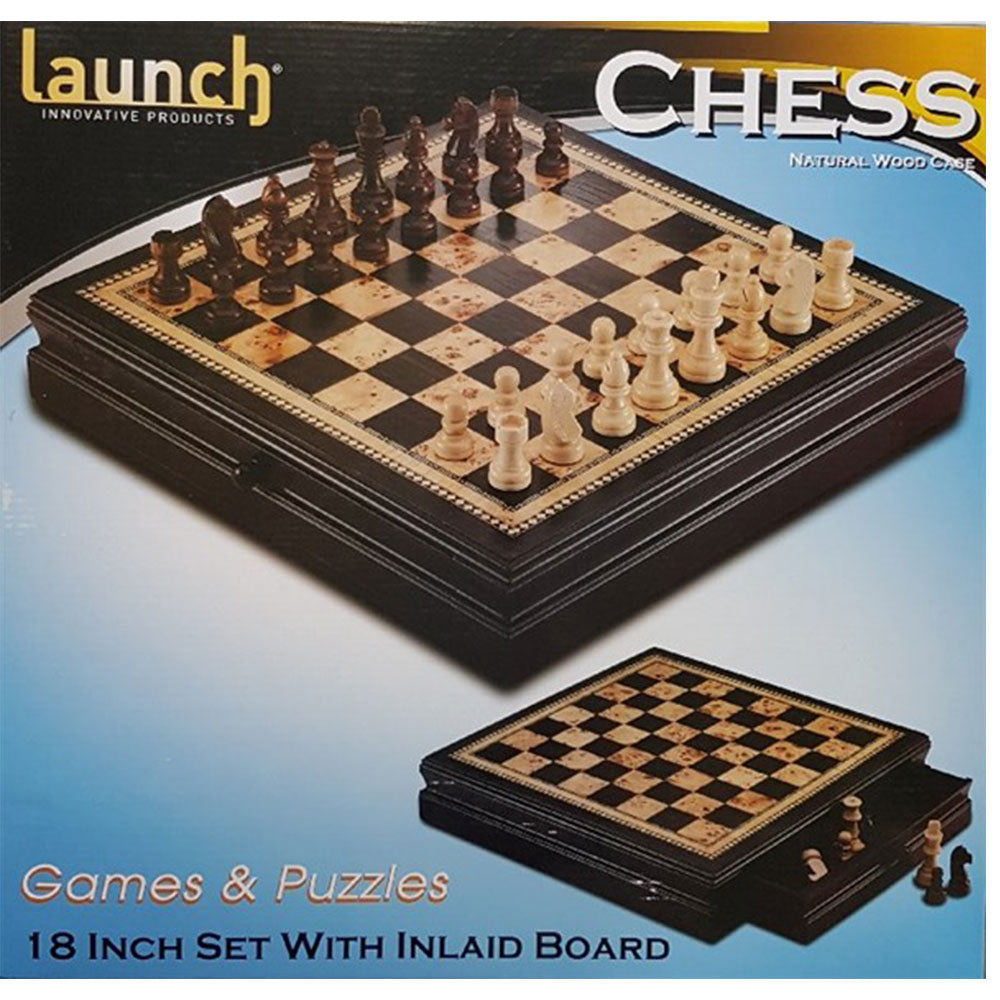 Launch Wooden Chess with Drawers 18"