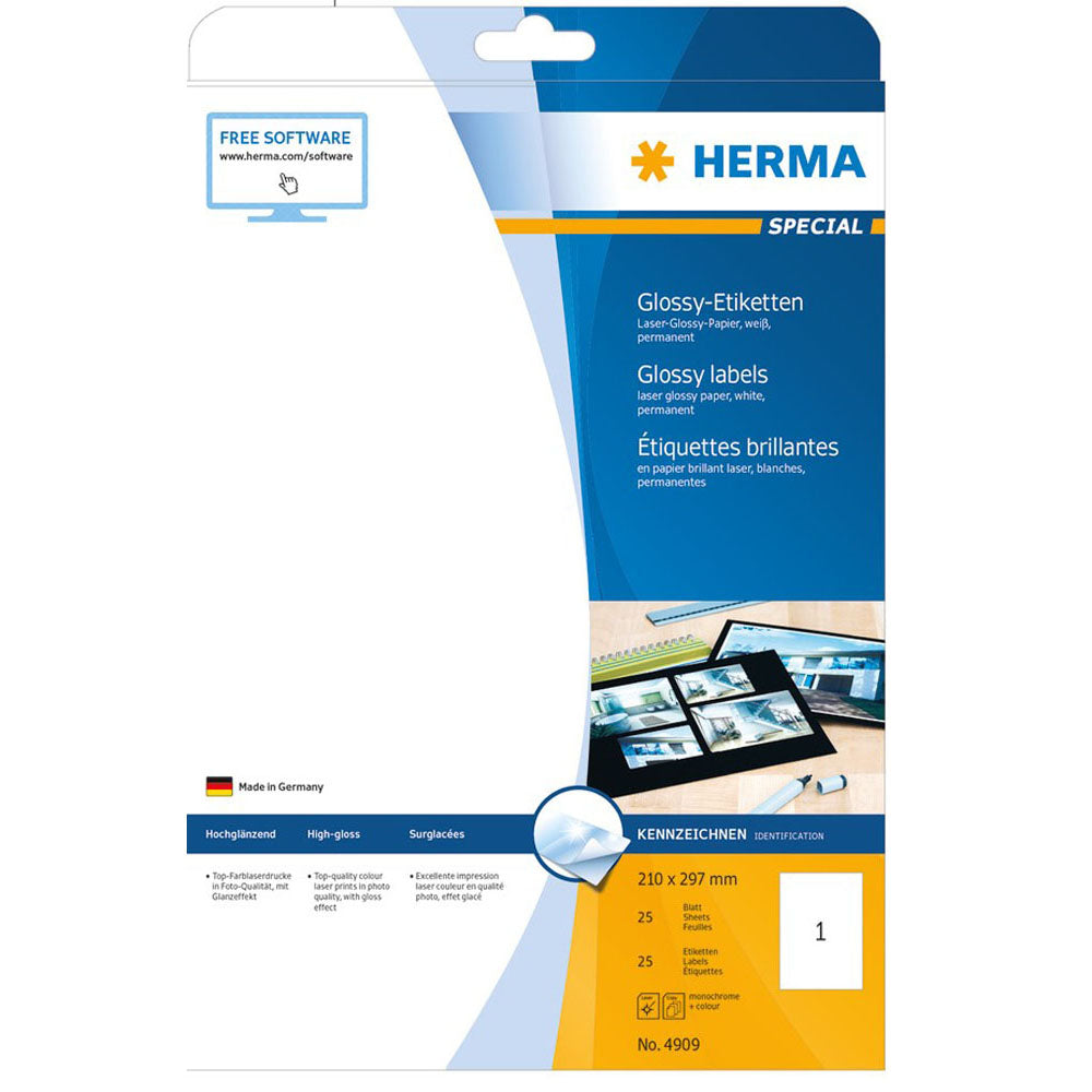 Herma Laser Glossy Labels A4 25pc (White)