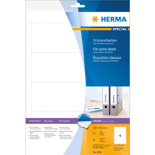 Herma File Spine Opaque Labels A4 10pc (White)