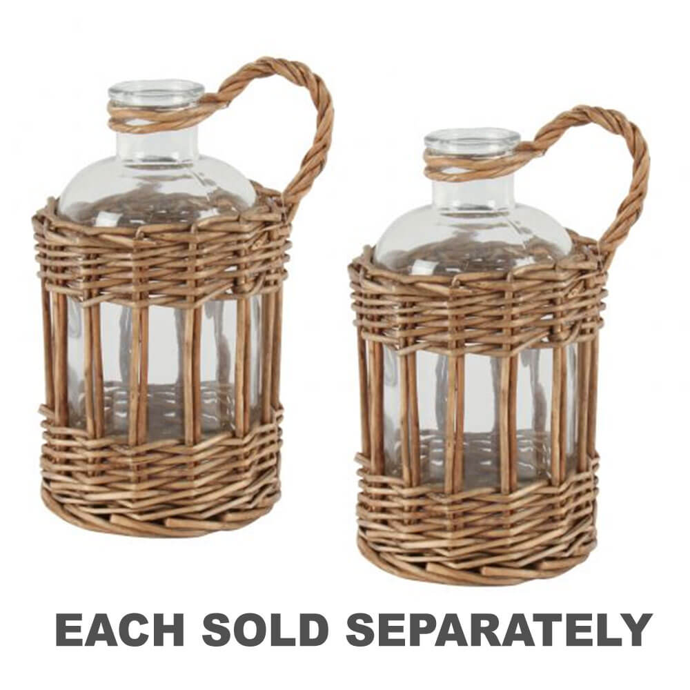 Jin Rattan & Wicker Rope Wrapped Glass Vase