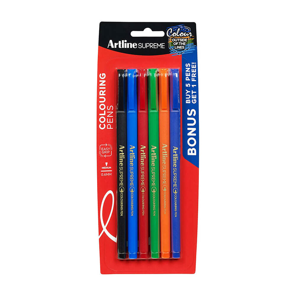 Artline Supreme Fineline Pen 0.6mm (6pk)